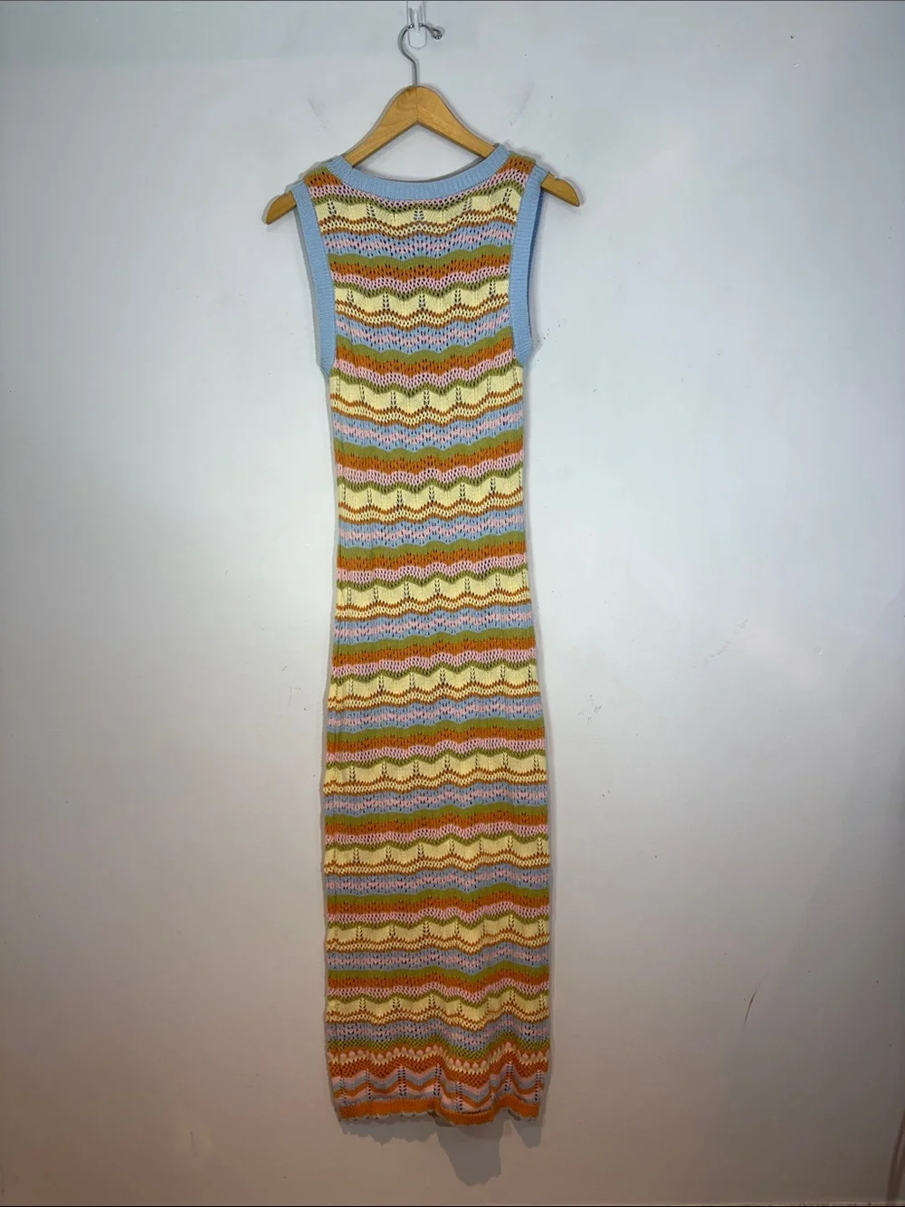 Willow & Wind Rainbow Chevron Crochet Knit Midi Dress NWT medium - Picture 6 of 12